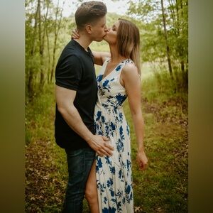 Lulus Elegant Blue Floral Maxi Dress